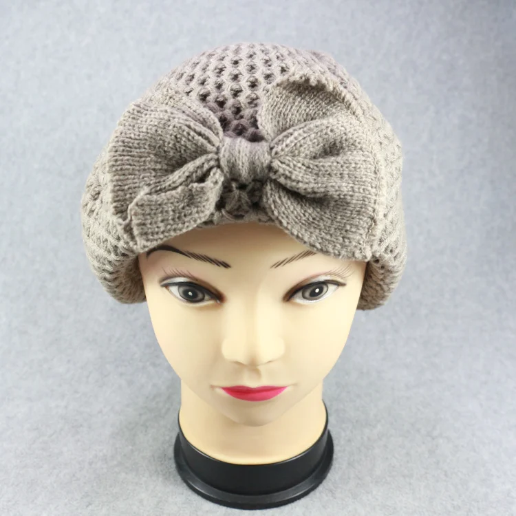 HZM-16285 Low Price Customized Logo soft Korean stylish flower beret cap with bowknot