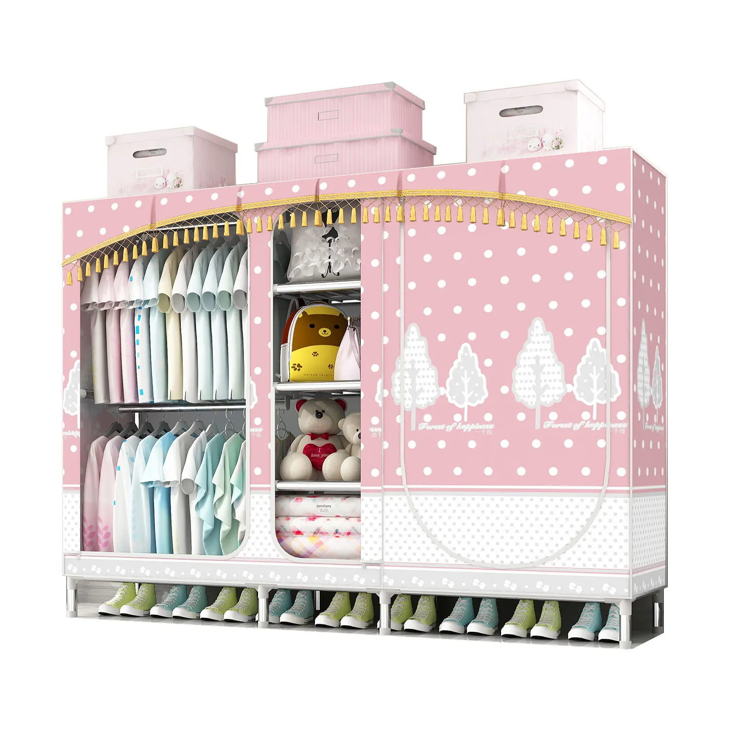 
Simple style wardrobe non-woven fabric folding cloth storage assembly closet large size cabinet wardrobe 777 