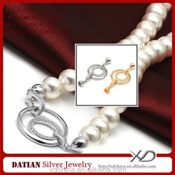 XD S1428 fine 925 sterling silver two rings with end caps necklace clasps