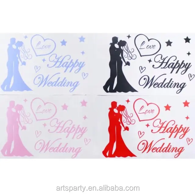 Cheap price happy wedding die cut sticker for party decoration happy wedding sticker