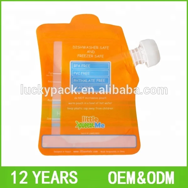 Puree Packing Food Grade Bpa Free Baby Food Spout Pouch With Zipper