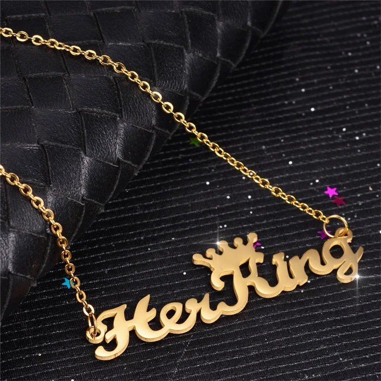 Custom Name Necklace Stainless Steel DY Best Selling Her King His Queen Couple Gold Trendy Charm Necklaces Women Letter Necklace