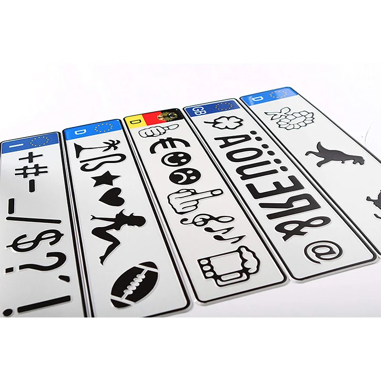 High quality custom made aluminum euro license plate with embossed text