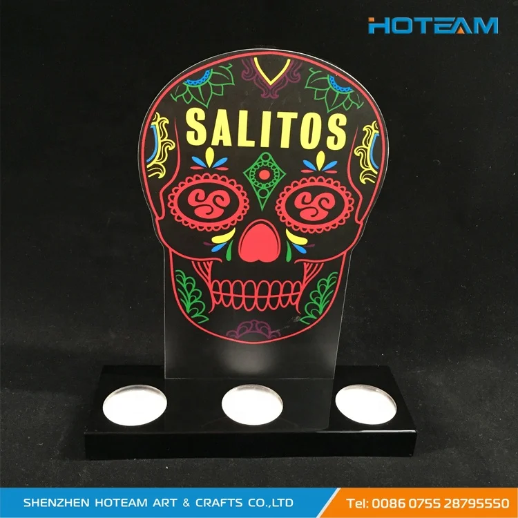 SALITOS Acrylic 3 Bottles Glorifier Light Bar Countertop Display Mancave Stand