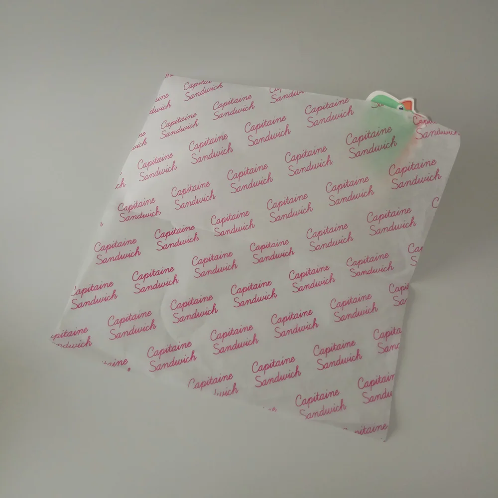 Food Grade Custom Printed Butter Wrapping Wax  Paper Greaseproof Paper For Burger Wrap