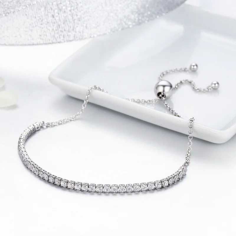 New Trendy eatured Brand DEALS 925 Sterling Silver Sparkling Strand Bracelet Women Link Tennis Bracelet