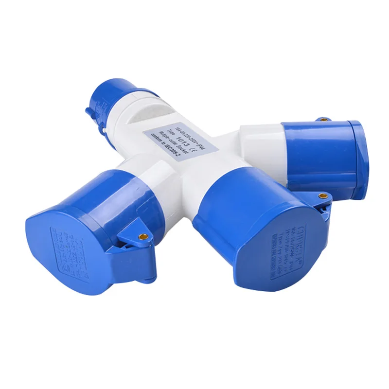 Industrial Multi-functional 3 Pin 16A 220V 2P+E 1 Plug 3 Connector Waterproof Dustproof 3-way Plug Socket Industrial Plug