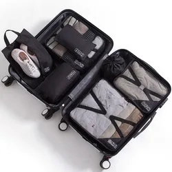 Набор дорожных органайзеров для багажа 7 шт. компрессионные упаковочные Кубы со шнурком сумка