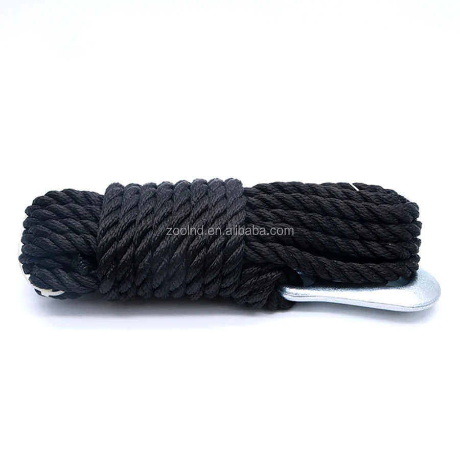High Tenacity Nylon Multifilament Rope Black 3 Strands Nylon Twisted Rope