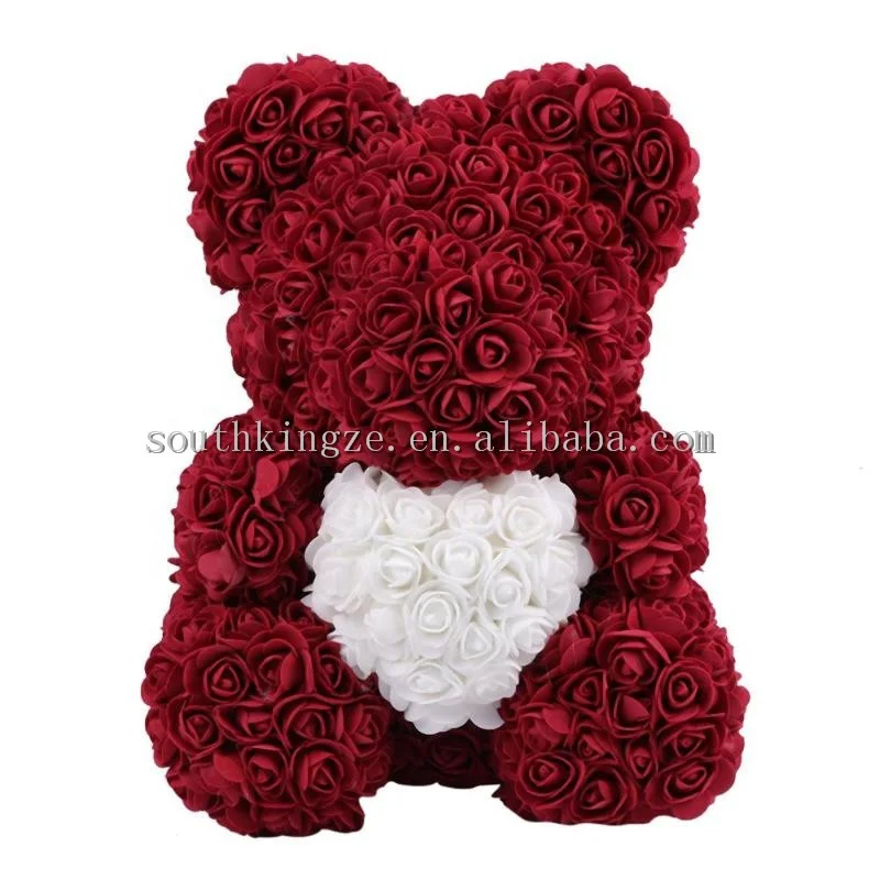 
exquisite home celebration decoration red rose bear gift box rose flower teddy bear for valentine artificial flower rose bear 