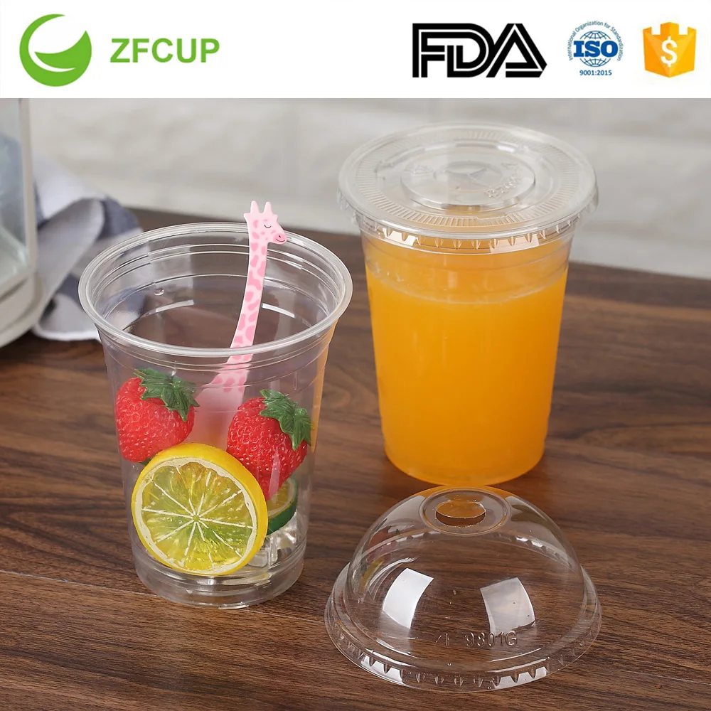 ZFCUP 18 oz. Clear Disposable PET Cup Custom Plastic Cups and Dome Lid - 1000/Case