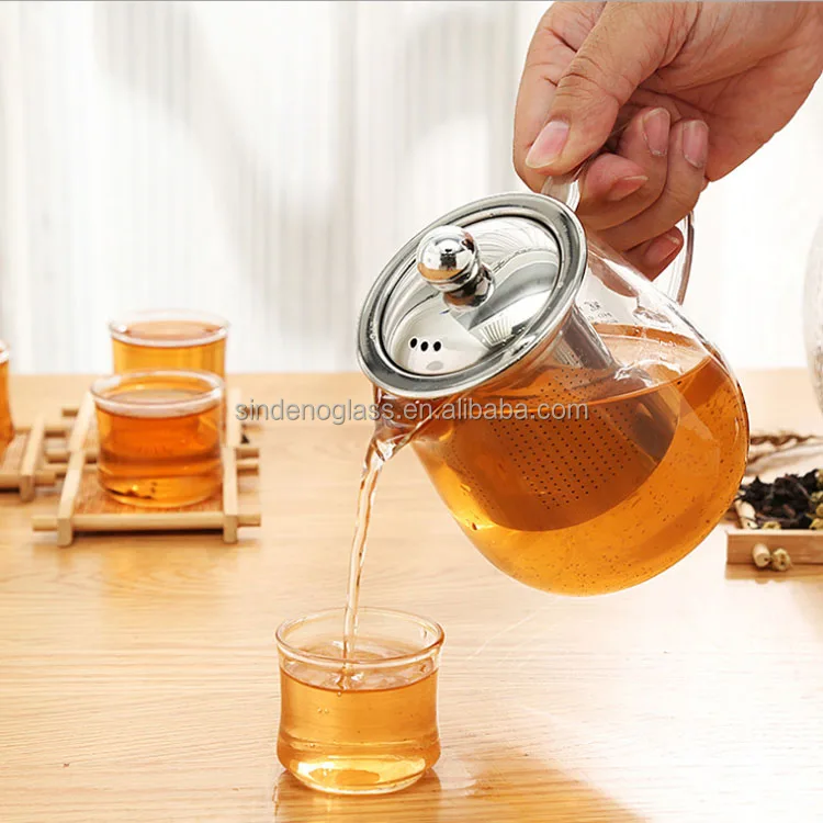 Stovetop Safe Glass Tea Kettle Turkish Glass Teapot With Stainless Steel infuser