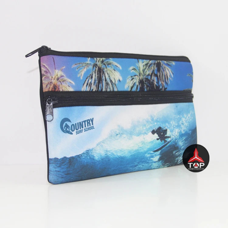 Stationary Custom Sublimation Pattern Print Large Capacity Pencil Cases with Two Pocket Neoprene Pen/Pencil Holders