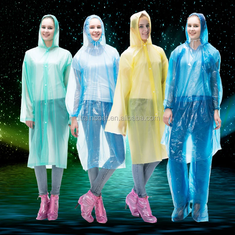 Wholesale PE plastic material disposable promotional raincoat rainwear rain poncho with sleeve
