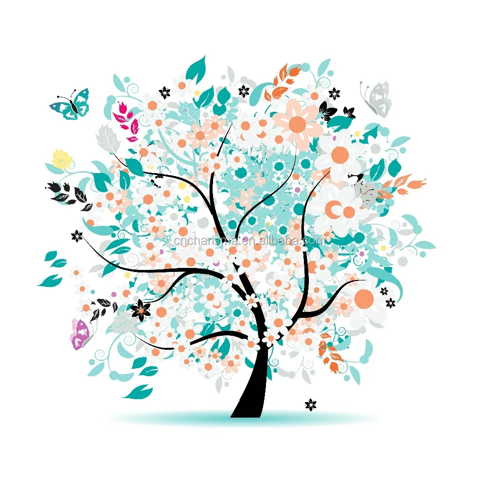 Heart leaves tree vinyle wall stickers for home decoration