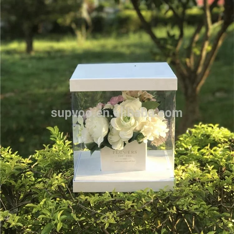 
Wholesale free logo PVC window high quality plastic printed flower box 