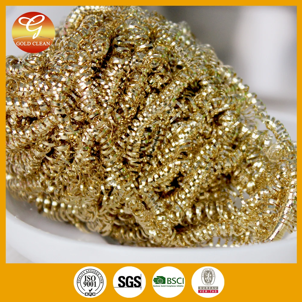 Steel Wool Scrubbers Cleaning Sponges Metal Wire Scourer Sponge Heavy Duty Scourer Brass scourer gold Durable