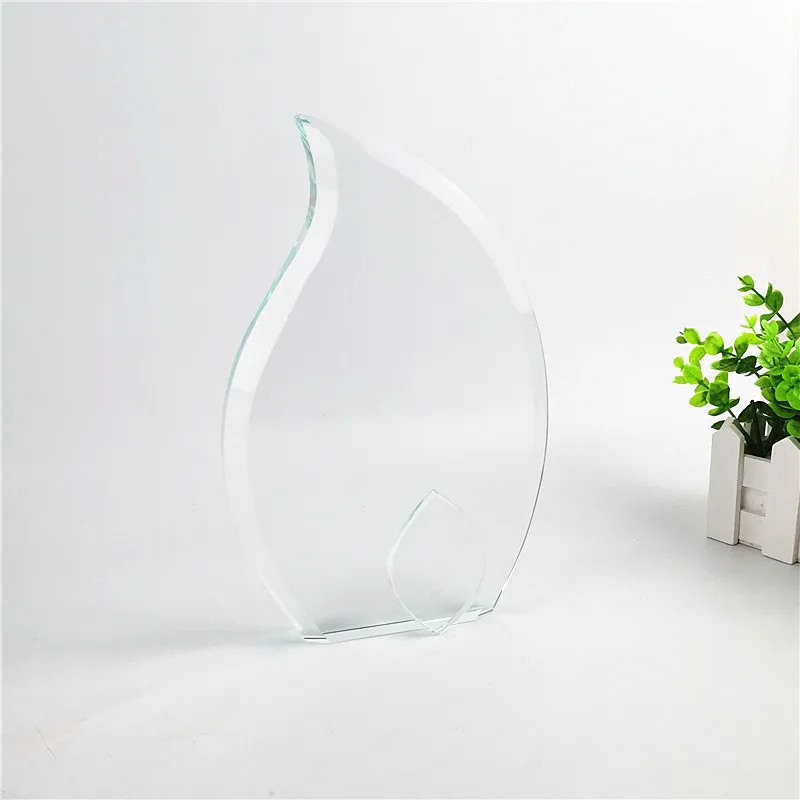 Custom crystal trophy and crystal crafts cheap glass trophy Beautiful Glass Medal Award