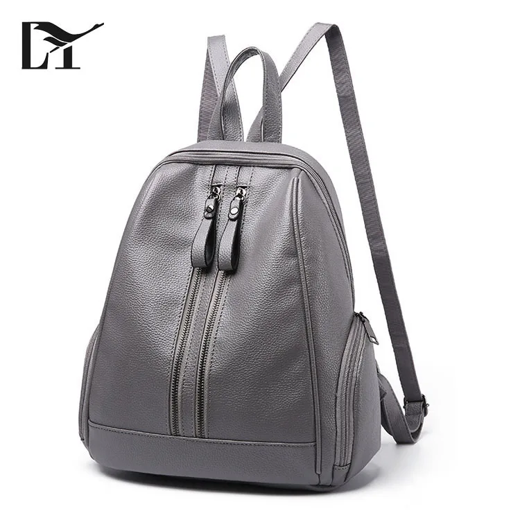 New Model Leisure Bag Stylish Women Faux Ashy Custom Leather Backpack For Girls