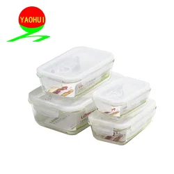 Multifunctional borosilicate food storage container  grade glass compart lunch box  with lid take away