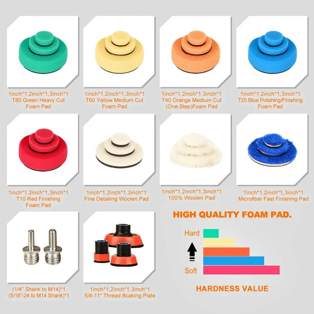 29pcs Detail Polishing Kit with  Backing Pad Wool and Foam Pad & Adapters