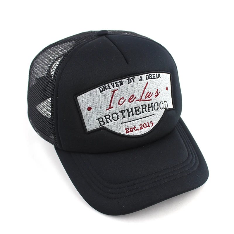 High Profile sample free Various foam and mesh fabric baseball cap,embroidered patch logo trucker Hat Cap