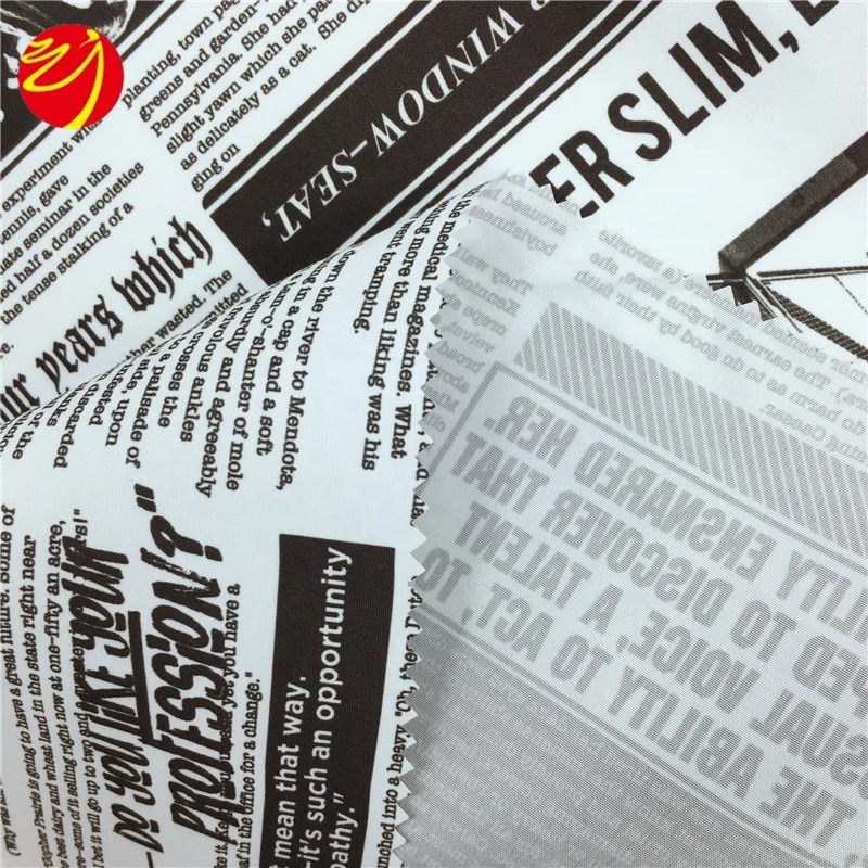 Instagram Style Cool Black Newspaper Street Tree Printed Microfiber Badsheet Fabric