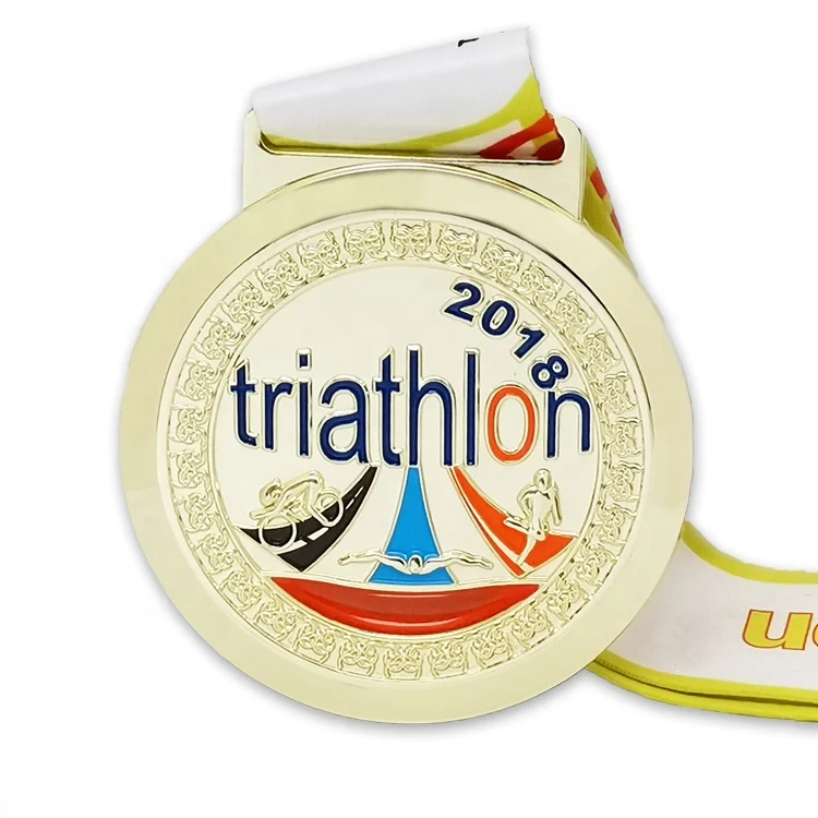  Oneway оптовая продажа модный дизайн 3D металлическая спортивная медаль персонализированная Золотая награда и трофеи для дуатлона триатлона