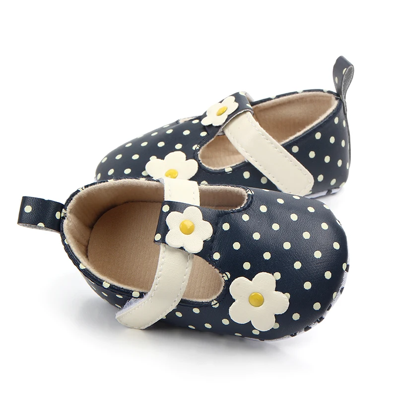 Hot Selling Dot Beautiful Flower Girls Shoes First Walkers Baby Shoes