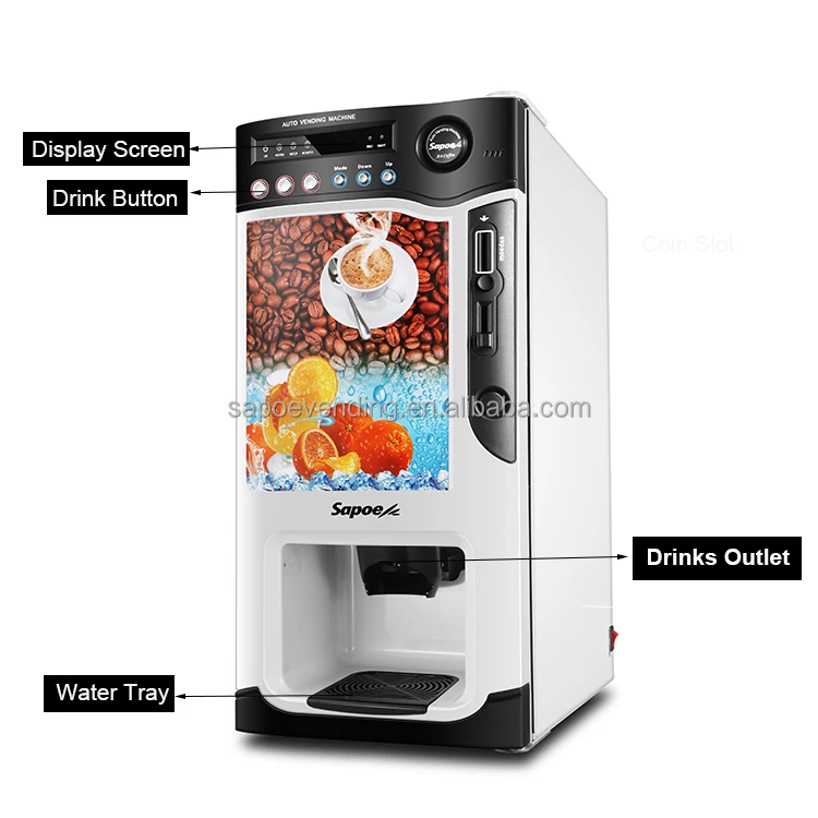 European style 3 hot drinks and 3 cold drinks small korean coffee vending machine