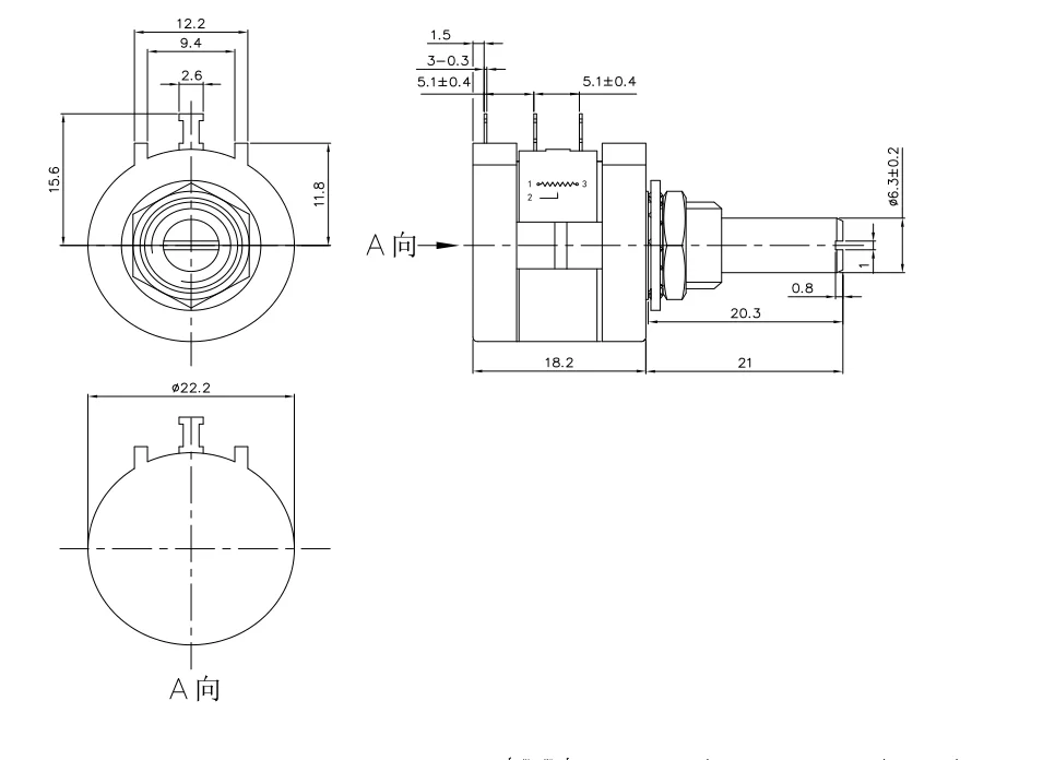 Precision multi-turn potentiometer 3590S-2-502L 5K ohms Accuracy 5% Power 2W