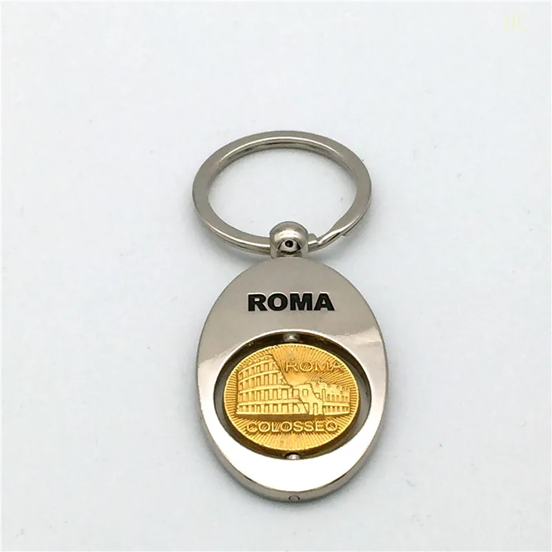 Dubai Roma city gold keychain Spain souvenirs tourist keychain