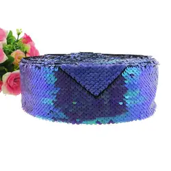 3'75mm Double Color Shiny Blingbling  Reversible Sequin Fabric Ribbon for Dress Bows Decoration Accept Customized Order