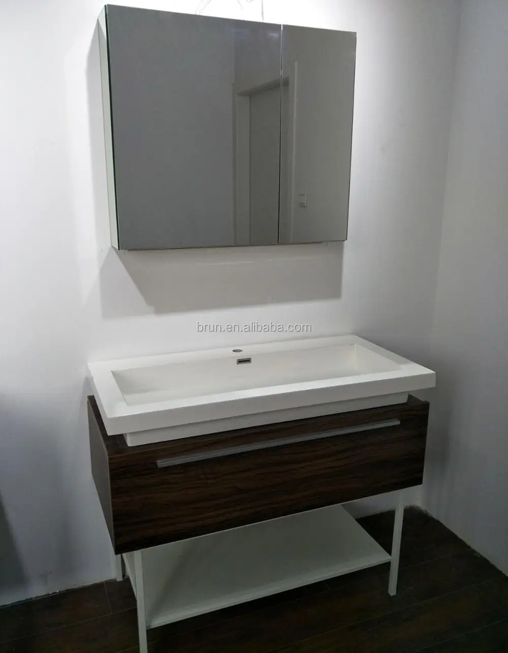 
Modern Bathroom Design LED Mirror Cabinet Double Basin MDF PVC Laminate Furniture Bath Vanity Melamine Bathroom Vanity 