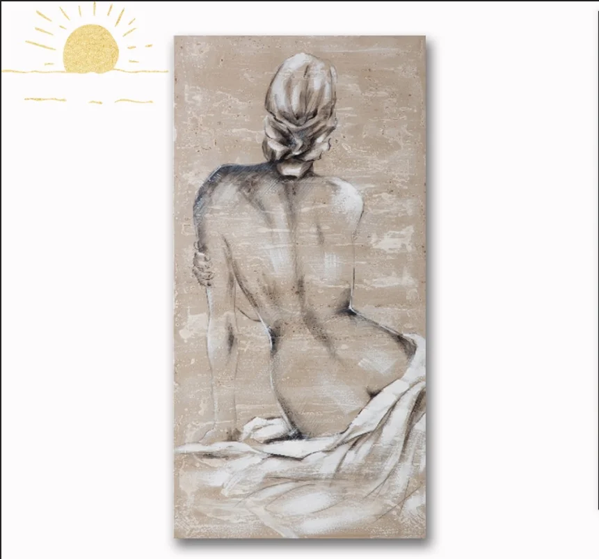 Hand Painted Sexy Woman Painting Back Nude Woman Body Oil Painting