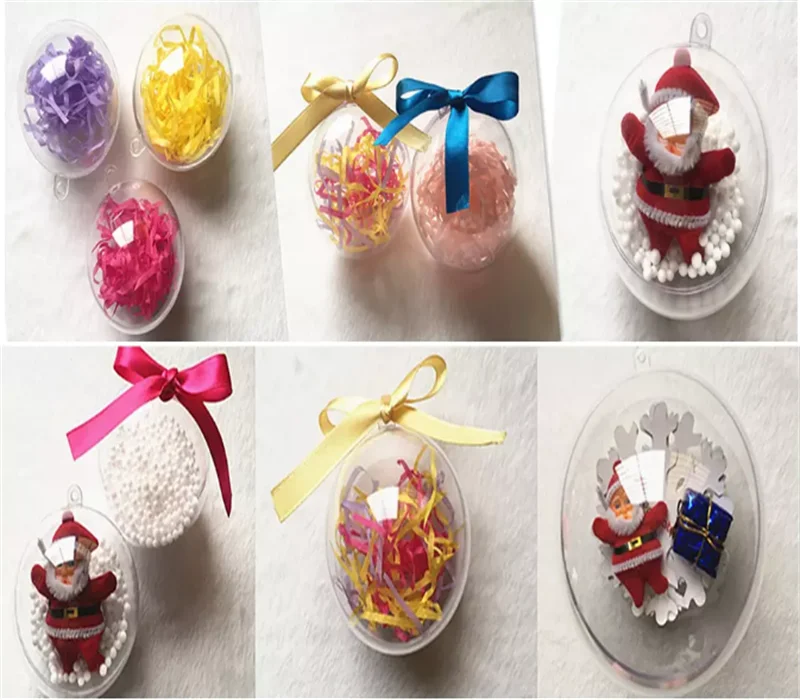 Best selling Openable egg shaped transparent personalised christmas balls round  clear ornaments christmas ball plastic