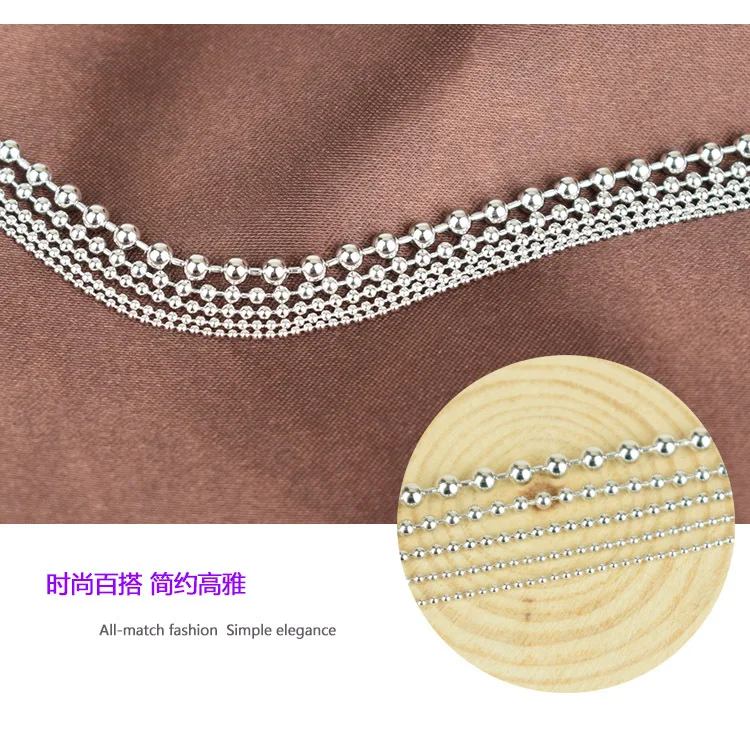 OB Jewelry-Small MOQ Factory Price Silver Chain Pure Silver Italy Round Bead Chain