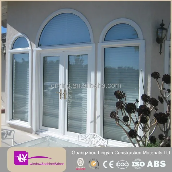 European Durable Decorative Round Arch Window Plastic pvc Profile Glass Windows and Doors