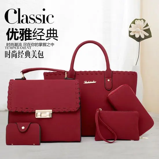 
5pcs in 1set women handbags manufacturer 2018 fashion hand bag for ladies 