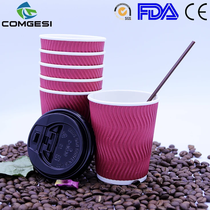 8oz Ripple Cold Paper Cups_Custom degradable disposable 8oz Ripple Cold Paper Cups_Any printed paper coffee cup in Anhui
