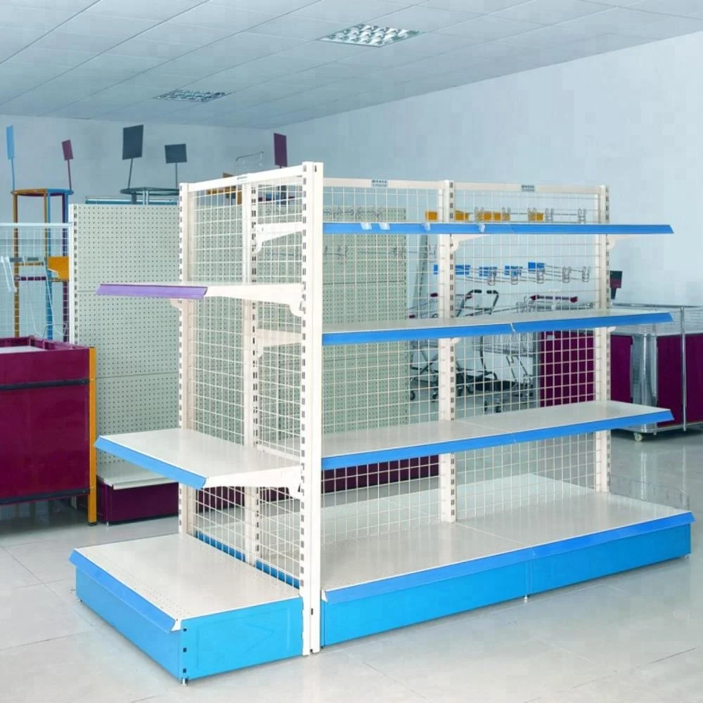 light duty metallic store fixture shop fitting gondola shelving