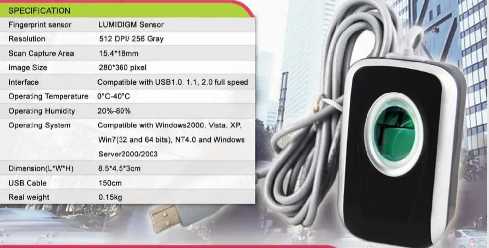 ZK7500 Usb Biomatric fingerprint scanner with free SDK software