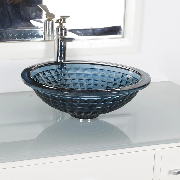 Luxury Bathroombowl hand wash basin Art  Transparent Tempered Glass Counter Top sink