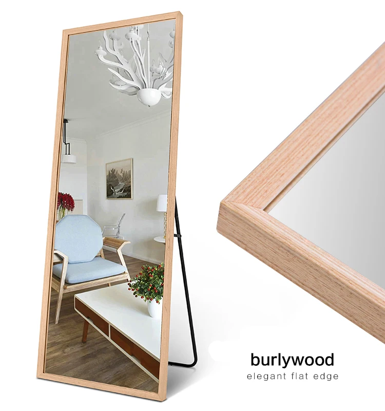 Simple wood floor mirror floor full length bedroom bracket fitting mirror wall mirror