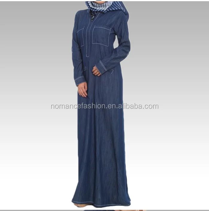 
front neck design denim maxi dress muslim patterns 