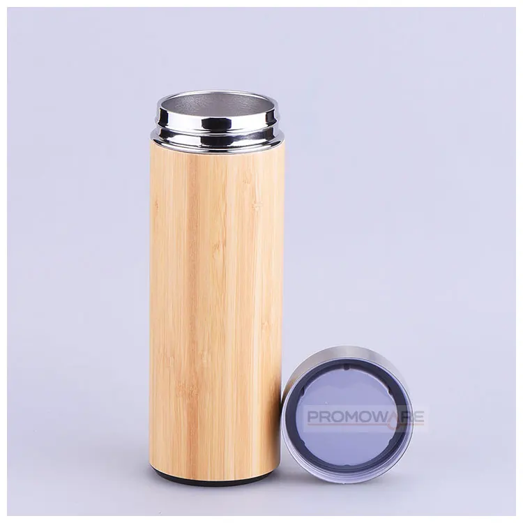Personalized Bamboo Coffee Tea Tumbler Mug With Tea Strainer Infuser Customizable Wood Bamboo Tumbler 18Oz With Bambu Cap Lid