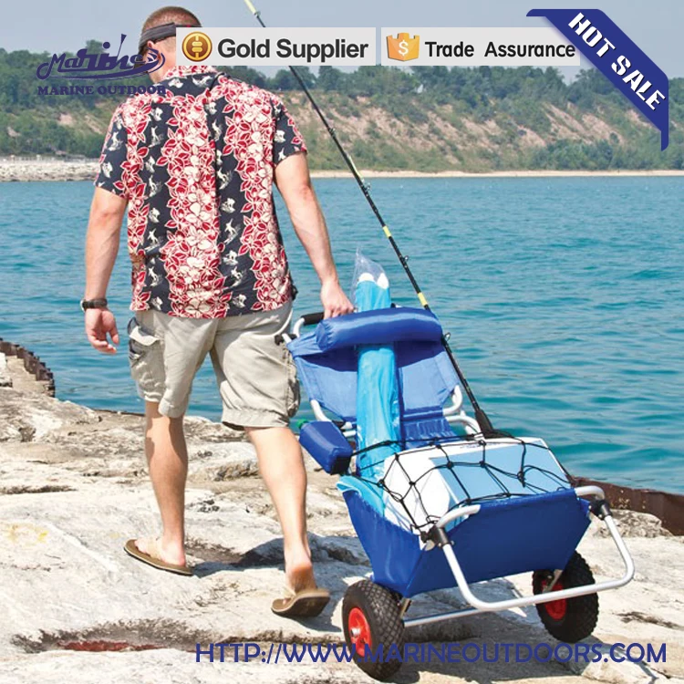 utility convertible rolling foldable fishing cart caddy aluminum fishing cart with pneumatic wheel
