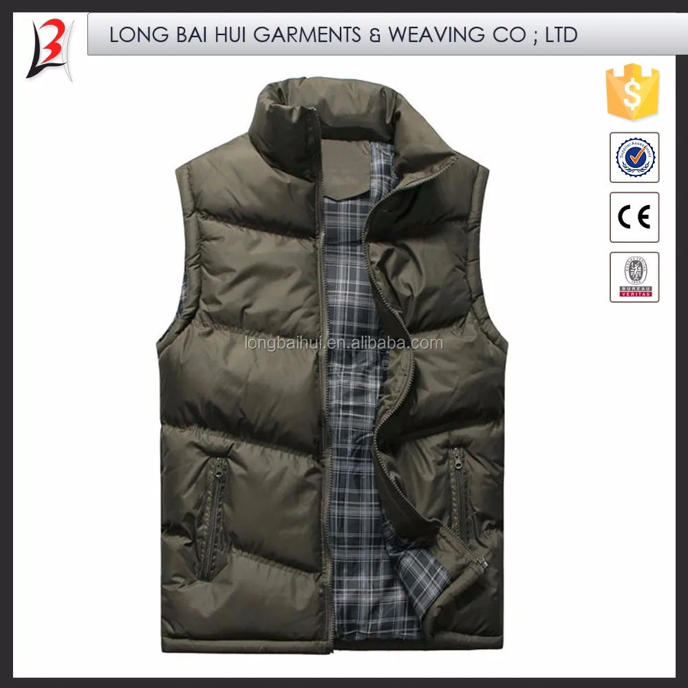 Hot sell wholesale custom LOGO zipper winter jacket black quilted down puffer vest men