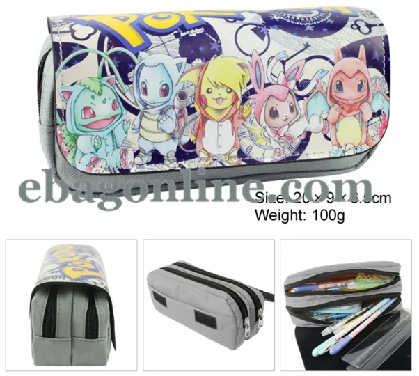 
New Pattern Anime Pokemon Large Capacity Pen Case Bag Stationery Pencil Pouch Purse 