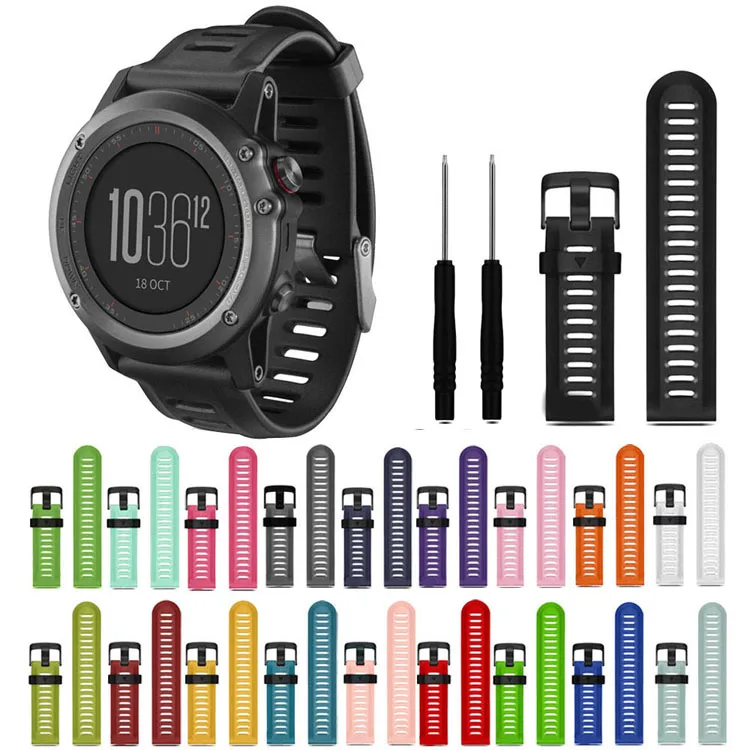 YHQ Silicone Rubber Replacement Watch Strap for Garmin Fenix 3 HR Fenix 6X 5X Plus Band